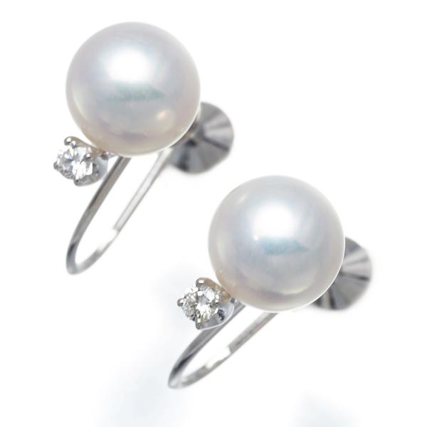 MIKIMOTO ミキモト イヤリング パール 真珠 7.3mm ダイヤ ダイヤモンド 
