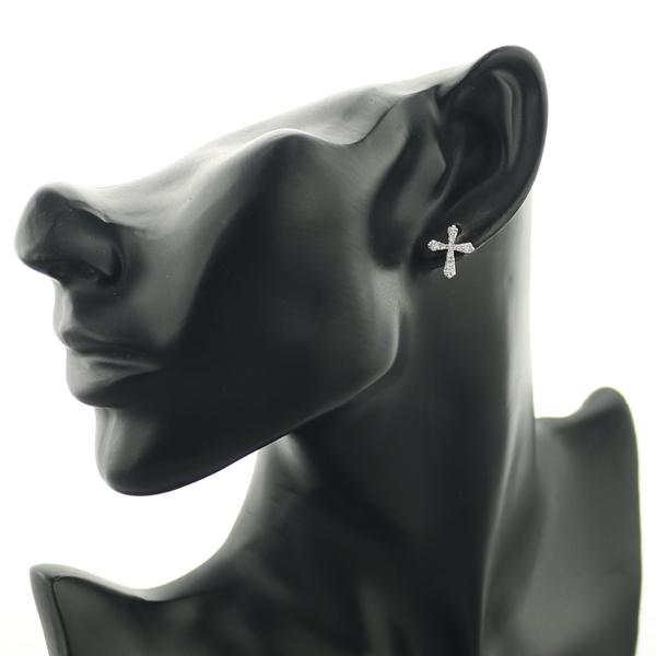 MIKIMOTO ミキモト ピアス ダイヤ ダイヤモンド 0.16ct/0.16ct クロス  