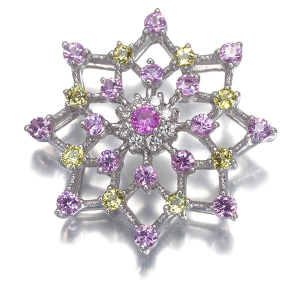 笠原真寿美 K18WG ムーンストーン ピンクサファイア ペンダント  