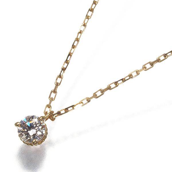 agete アガット ネックレス ダイヤ ダイヤモンド 0.08ct 一粒 K18YG 
