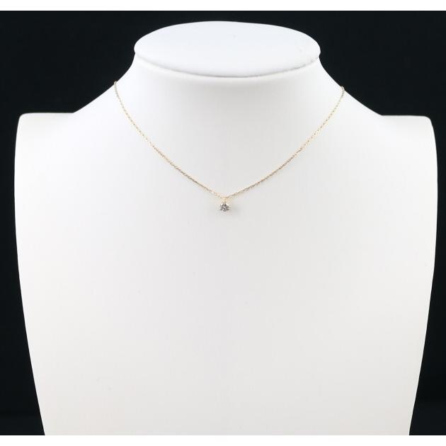 agete アガット ネックレス ダイヤ ダイヤモンド 0.08ct 一粒 K18YG 