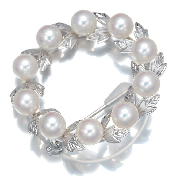 MIKIMOTO ミキモト ブローチ パール 真珠 5.6-5.8mm リーフ MIKIMOTO ミキモト ブローチ パール 真珠 5.6-5.8mm リーフ
