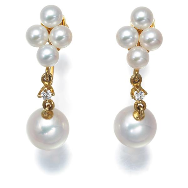 MIKIMOTO ミキモト イヤリング パール 真珠 3.5-7.0mm ダイヤ  