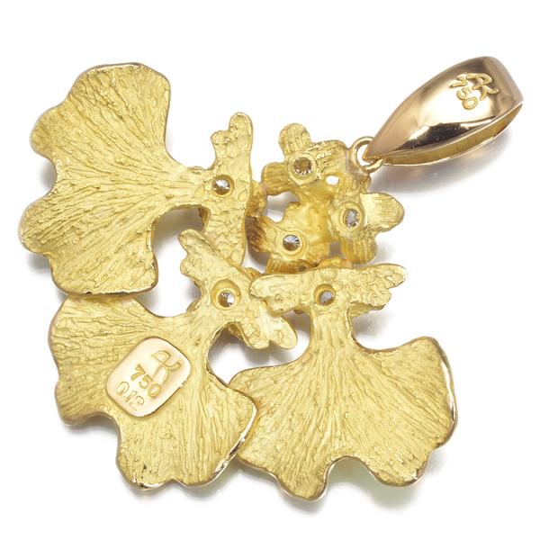 送料込+池田啓子 ペンダントトップ ダイヤ ダイヤモンド 0.12ct オンシジューム フラワー K18YG BLJ
