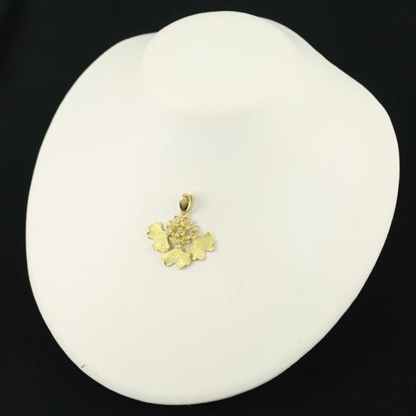 送料込+池田啓子 ペンダントトップ ダイヤ ダイヤモンド 0.12ct オンシジューム フラワー K18YG BLJ
