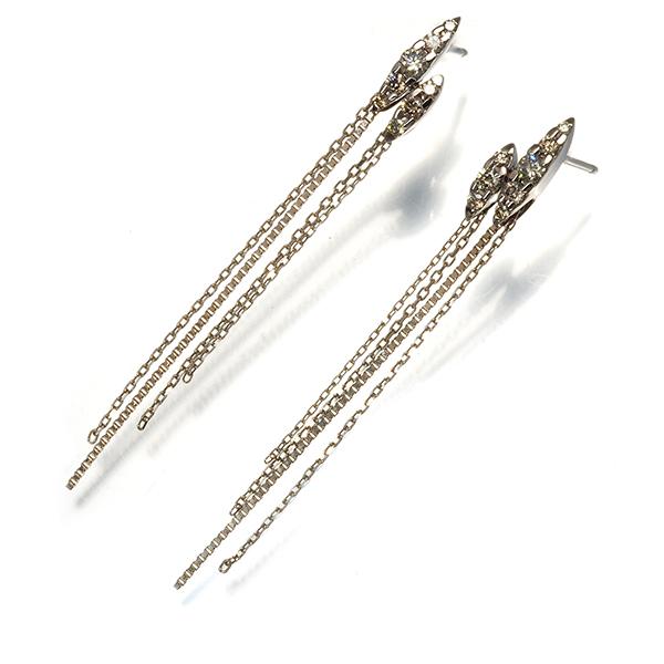 カシケイ ピアス ダイヤ ダイヤモンド 0.48ct ネイキッド チェーン  