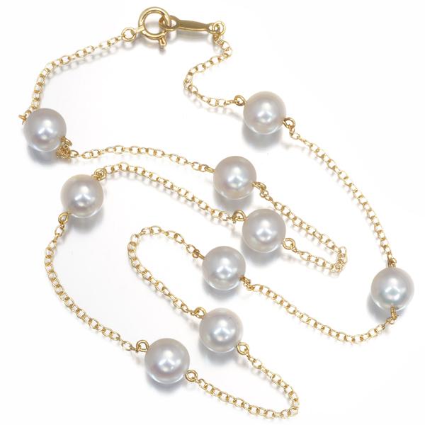 MIKIMOTO ミキモト ネックレス パール 真珠 6.5mm ステーション K18YG  