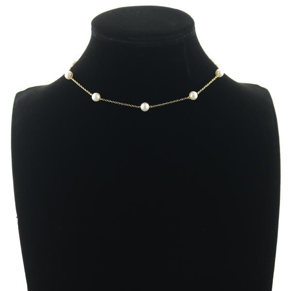 MIKIMOTO ミキモト ネックレス パール 真珠 6.5mm ステーション K18YG  