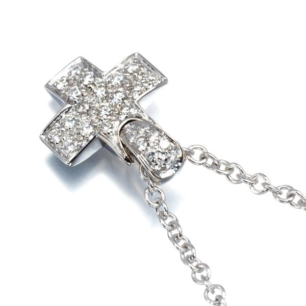 ポメラート ネックレス ダイヤ ダイヤモンド パヴェ クロス K18WG BLJ  