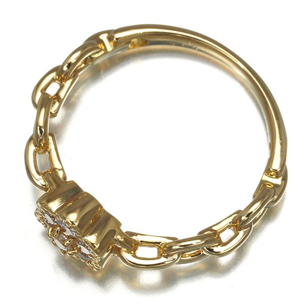 ダイヤ ダイヤモンド 0.16ct H&Q フラワー チェーン リング K18YG  