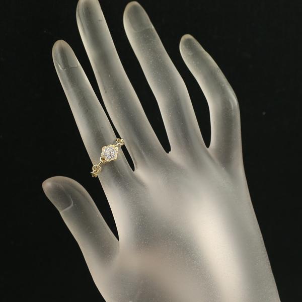ダイヤ ダイヤモンド 0.16ct H&Q フラワー チェーン リング K18YG  