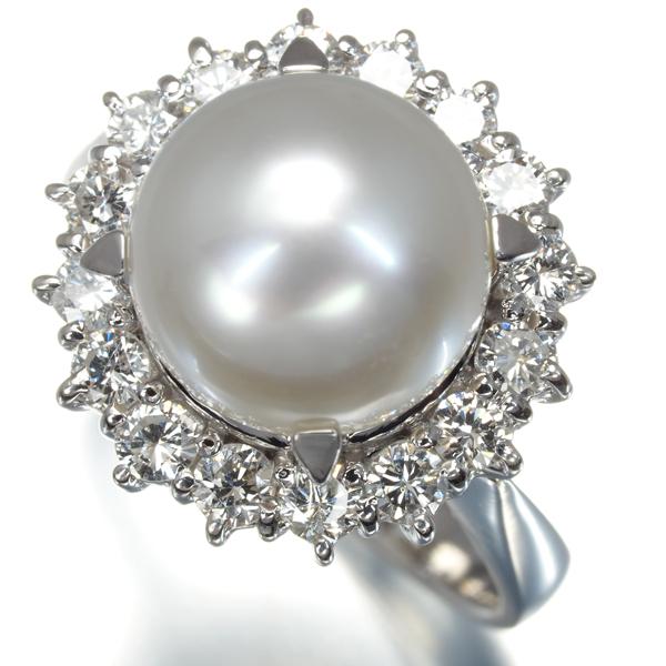 TASAKI タサキ リング パール 真珠 9.8mm ダイヤ ダイヤモンド 0.76ct  