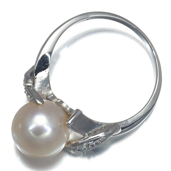 MIKIMOTO ミキモト リング パール 真珠 9.0mm ダイヤ ダイヤモンド 12 
