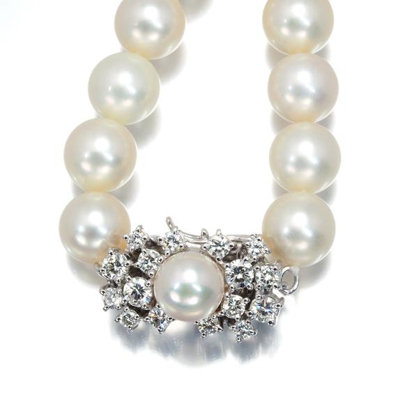 TASAKI タサキ ネックレス パール 真珠 7.5-10.0mm ダイヤ  