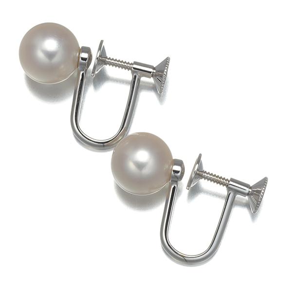 MIKIMOTO ミキモト イヤリング パール 真珠 8.2mm 一粒 K18WG BLJ  