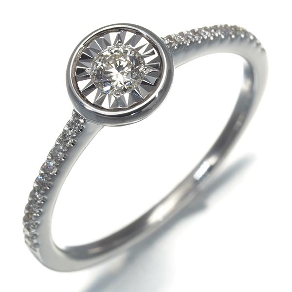 ダイヤ ダイヤモンド 0.13ct/0.08ct リング K18WG 指輪 GENJ  