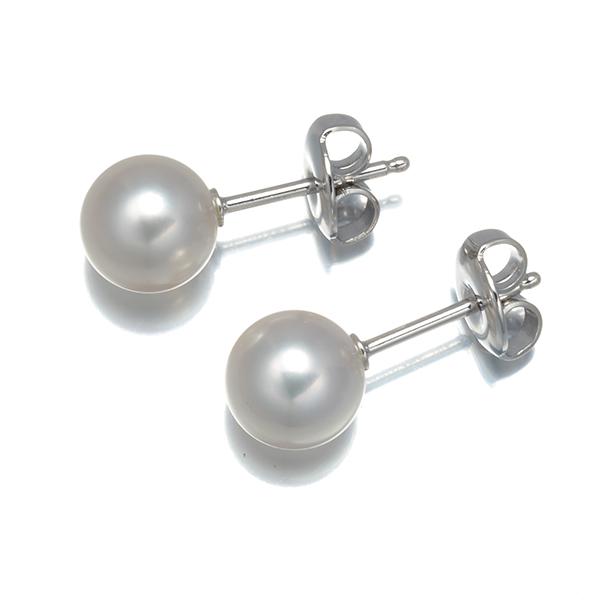 MIKIMOTO ミキモト ピアス パール 真珠 7.2mm 一粒 K18WG BLJ