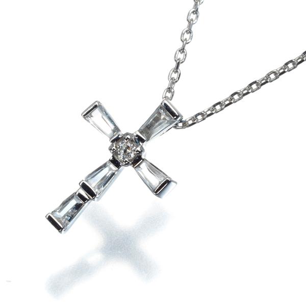 4℃ ネックレス ダイヤ ダイヤモンド ホワイトトパーズ クロス K18WG BLJ/GENJ 大幅値下げ品 | 4℃ | 04