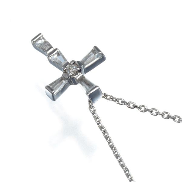 4℃ ネックレス ダイヤ ダイヤモンド ホワイトトパーズ クロス K18WG BLJ/GENJ 大幅値下げ品 | 4℃ | 01