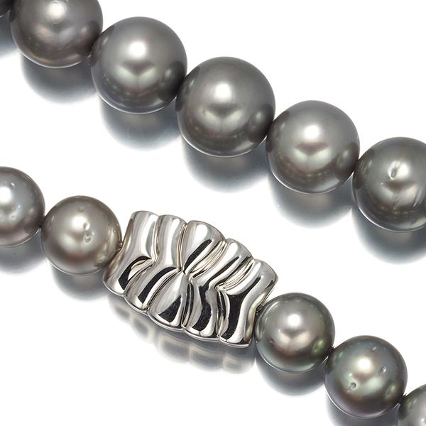 MIKIMOTO ミキモト ネックレス ブラックパール 真珠 9.1-11.7mm K18WG  