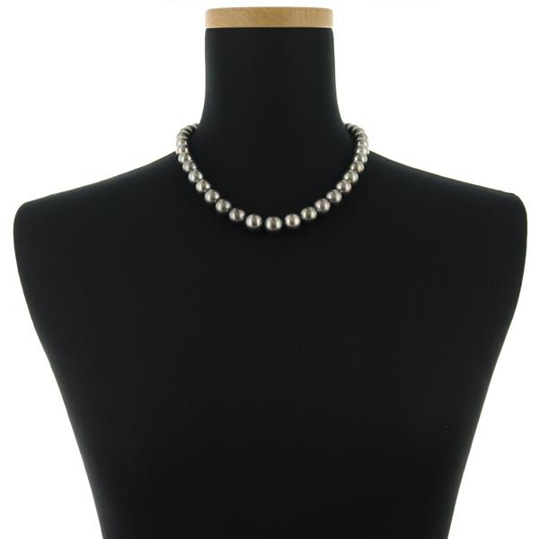 MIKIMOTO ミキモト ネックレス ブラックパール 真珠 9.1-11.7mm K18WG  