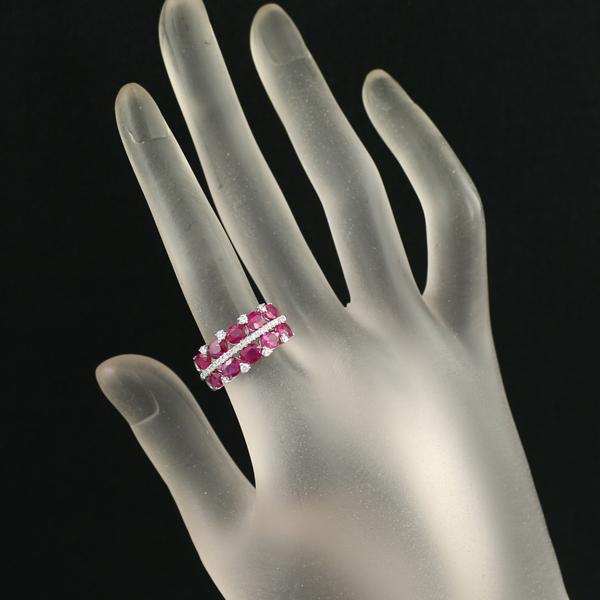 ルビー ダイヤ ダイヤモンド 透かし リング K18WG 指輪 GENJ  