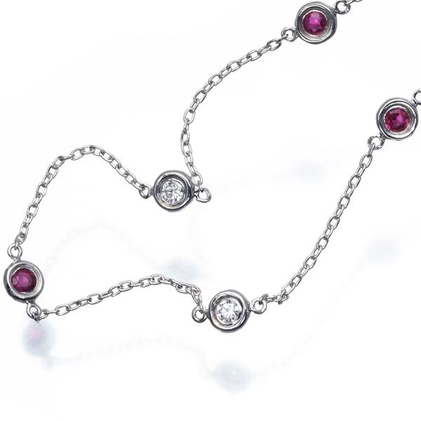 ルビー 0.24ct ダイヤ ダイヤモンド 0.09ct ステーション ブレスレット  