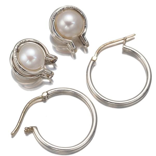 ティファニー ピアス 真珠 8.8mm/9.0mm ハードウェア フープ シルバー 925