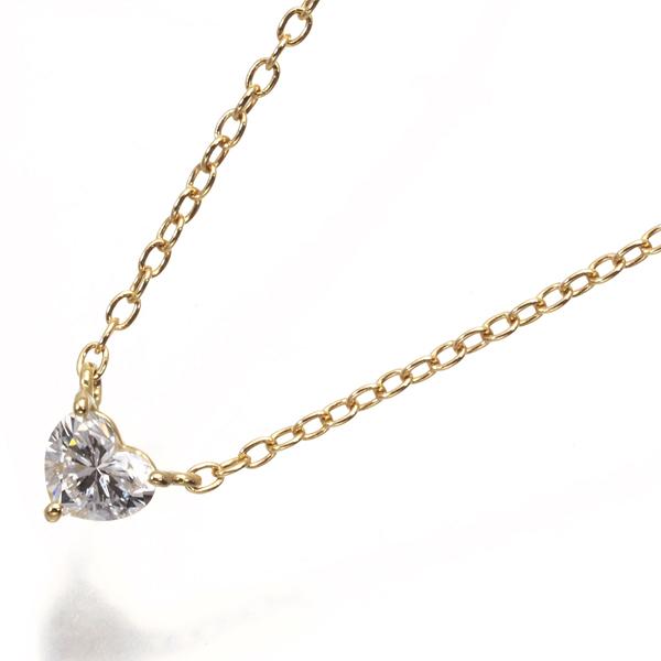 AHKAH アーカー ダイヤモンド ハート ネックレス K18YG 0.18ct 