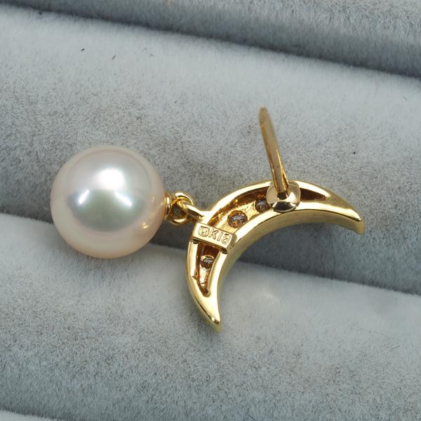 ミキモト ピアス パール 真珠 7.0mm ダイヤ ダイヤモンド チェーン