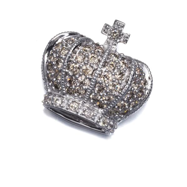 QVC笠原真寿美 ペンダントトップ ダイヤモンド クラウン クロス K18WG