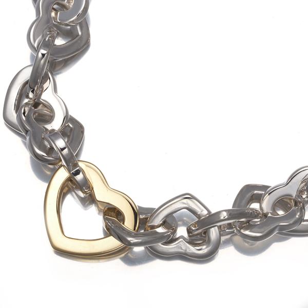 ティファニー ブレスレット ハートリンク チェーン シルバー 925/K18YG