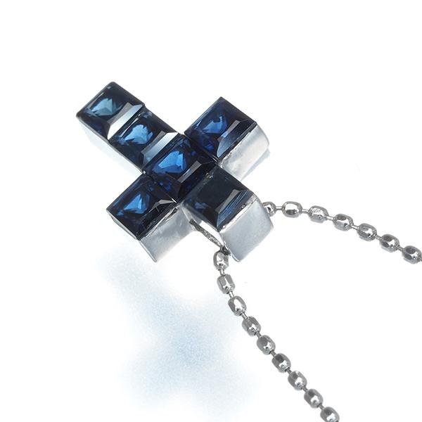 稀少Cartier サファイア ルビー エメラルド ビサンチンクロスチャーム カルティエ CARTIER ネックレス K18YG ルビー サファイア