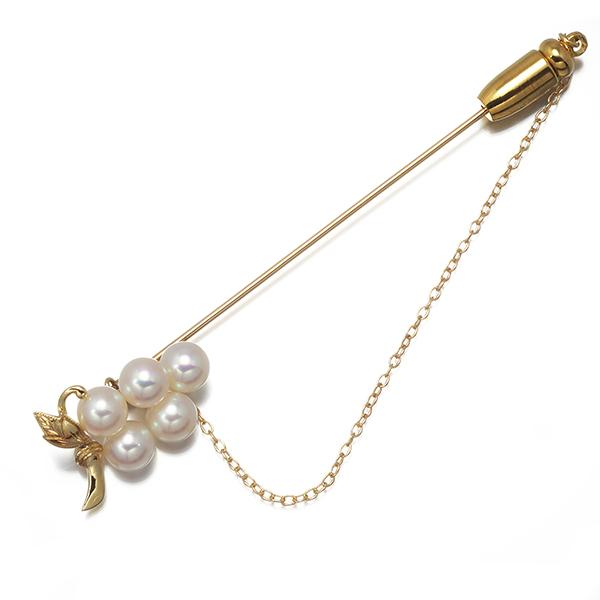 MIKIMOTO ミキモト ブローチ パール 真珠 5.7mm 葡萄 フルーツ K14YG  