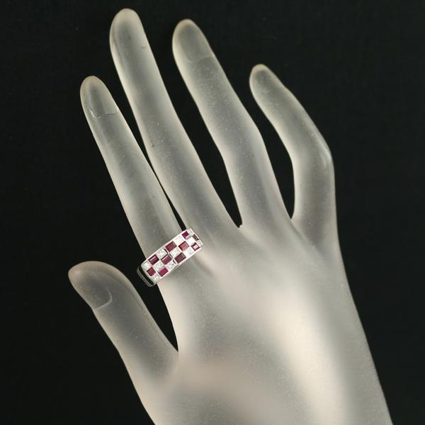 ダイヤ ダイヤモンド 0.69ct ルビー 0.87ct プリンセスカット リング
