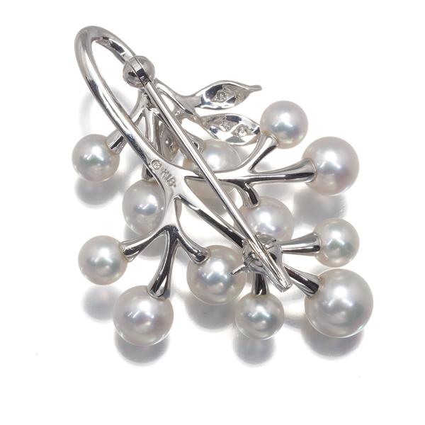 MIKIMOTO ミキモト ブローチ パール 真珠 4.5-6.2mm ダイヤ  