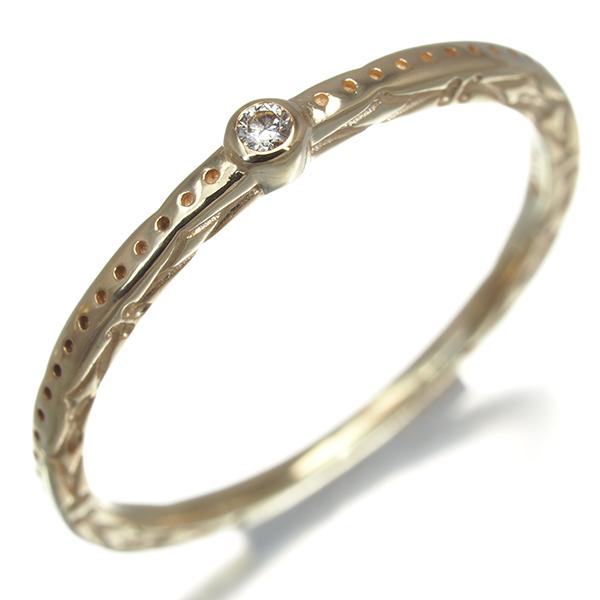 agate アガット K10YG 一粒ダイヤモンド ピンキーリング 5号