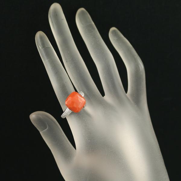 ポメラート リング 珊瑚 サンゴ ダイヤ ダイヤモンド カプリ 14号  