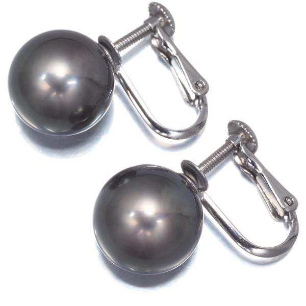0.08ct ファッション TASAKI 黒蝶真珠 パール イヤリング 11.4mm K18WG