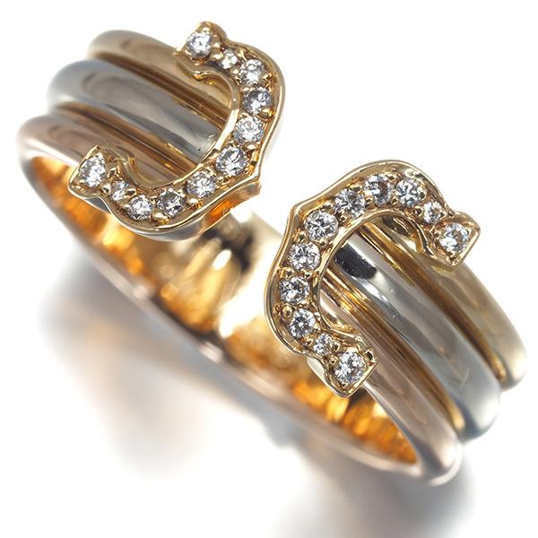 カルティエリング2CドゥーブルC C2 スリーカラーSM 54号 Cartier カルティエ リング ダイヤ ダイヤモンド 2C ドゥーブルC C2