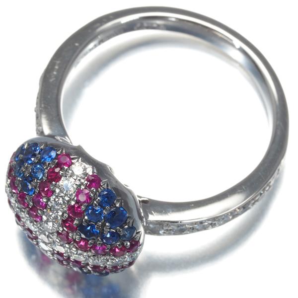 サファイア 0.78ct ダイヤ ダイヤモンド 0.40ct パヴェ クロス リング  