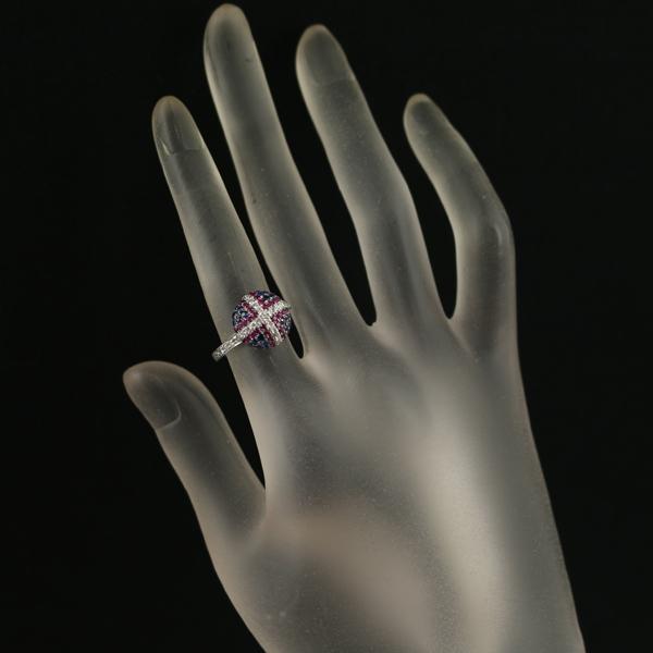 サファイア 0.78ct ダイヤ ダイヤモンド 0.40ct パヴェ クロス リング  