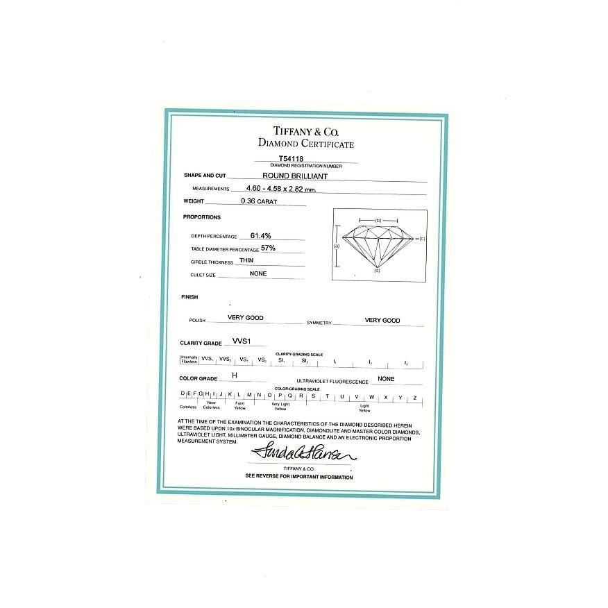 TIFFANY&Co. ティファニー リング ダイヤ ダイヤモンド 0.36ct H VVS1  