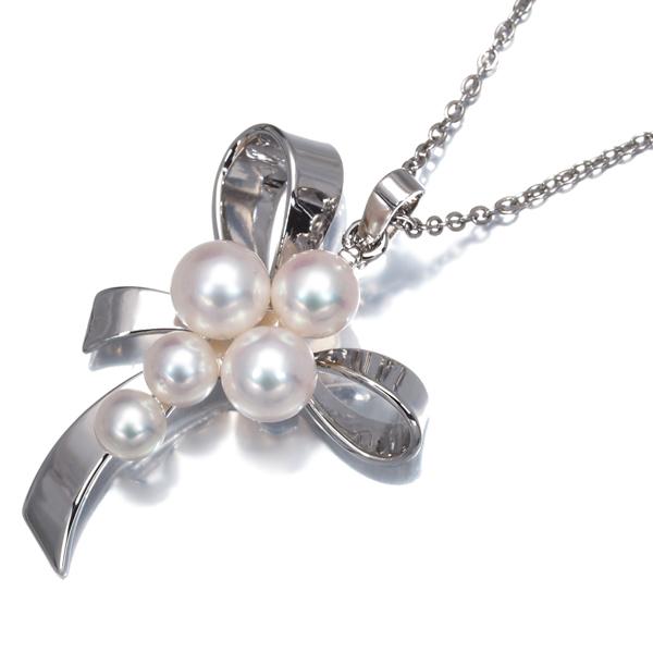 MIKIMOTO パールネックレス シルバー 真珠 リボン