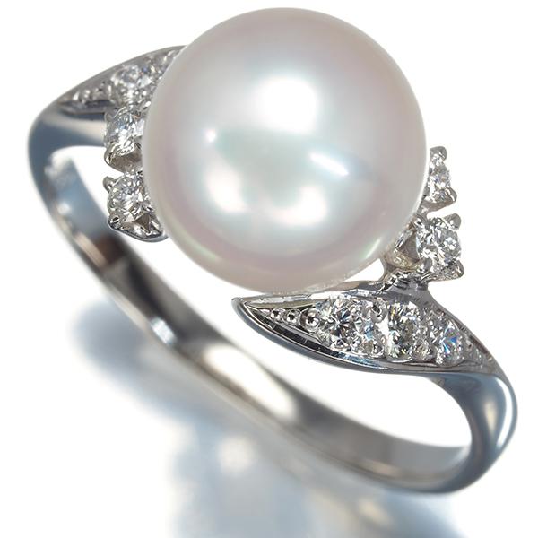 MIKIMOTO ミキモト リング パール 真珠 8.5mm ダイヤ ダイヤモンド 9号  