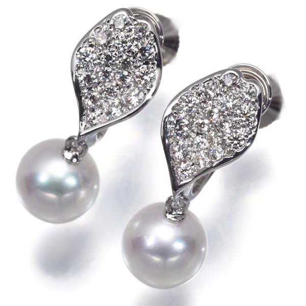 MIKIMOTO ミキモト イヤリング パール 真珠 7.2mm ダイヤ ダイヤモンド  