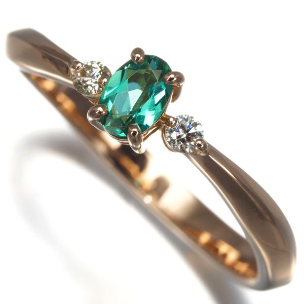 パライバトルマリン 0.241ct ダイヤ ダイヤモンド 0.06ct リング K18PG