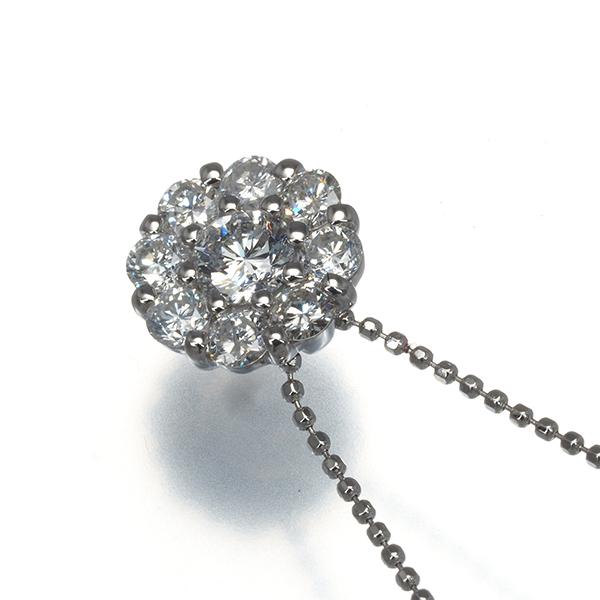 ダイヤ ダイヤモンド 0.358ct/0.65ct フラワー ネックレス Pt900/Pt850 