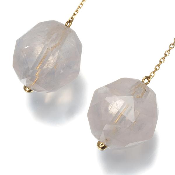STAR JEWELRY スタージュエリー ピアス ローズクォーツ チェーン