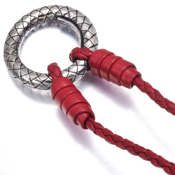 ボッテガヴェネタ ネックレス イントレチャート レッド シルバー 925/レザー BOTTEGA VENETA（ボッテガ・ヴェネタ） ネックレス イントレチャート